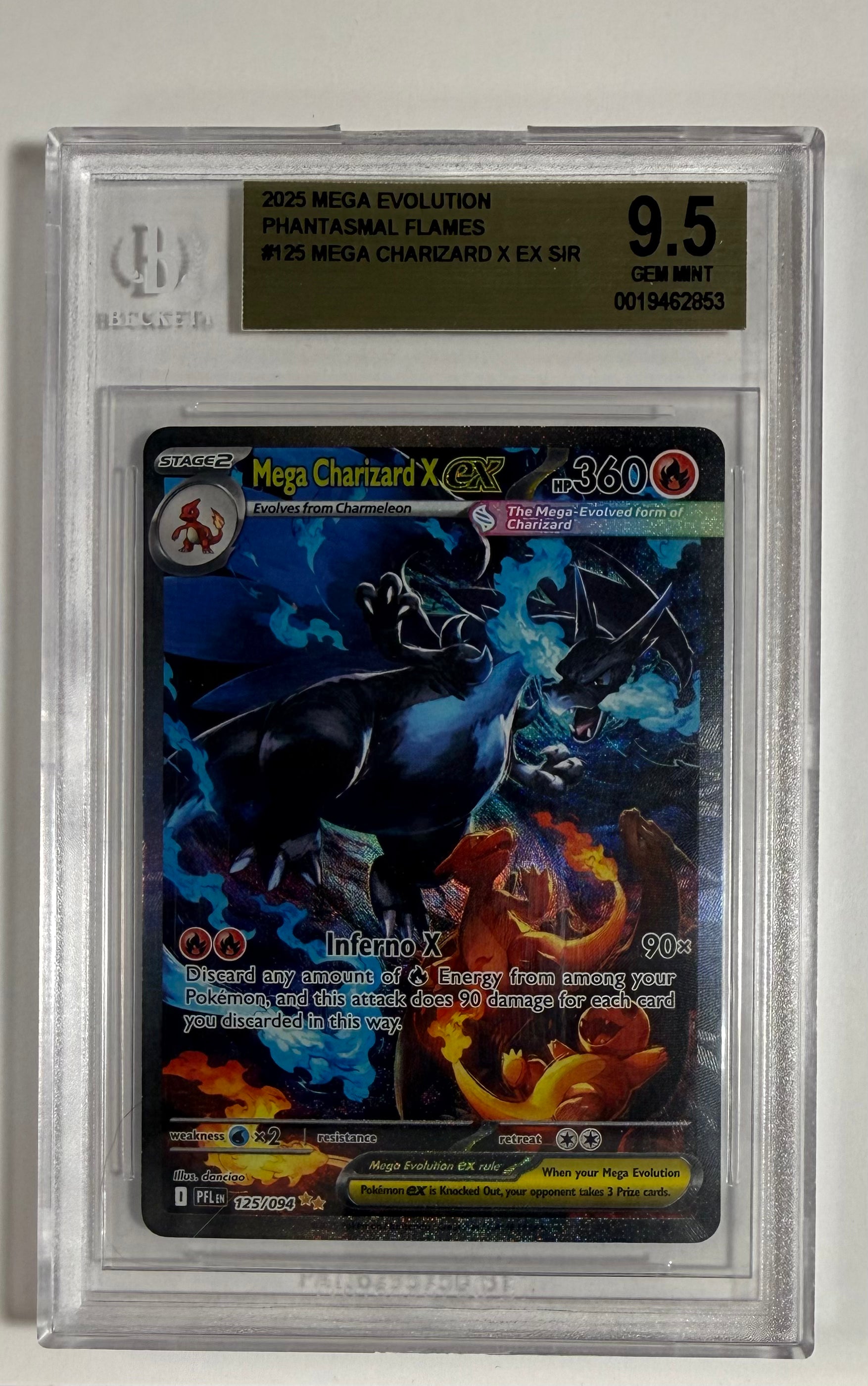Mega Charizard X Ex #125 SIR Phantasmal Flames BGS 9.5 GEM MINT