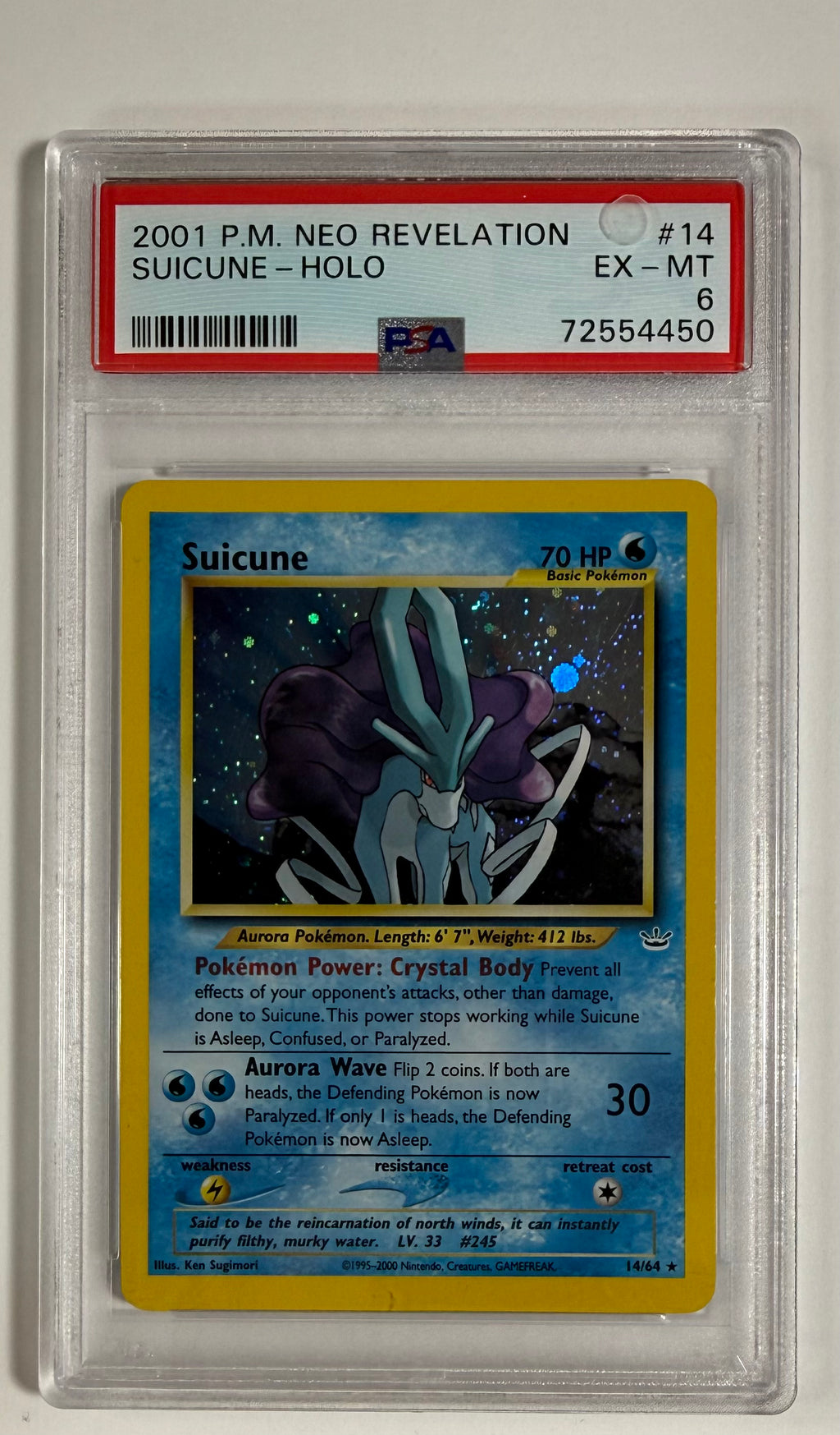2001 Pokemon Neo Revelation #14 Suicune Holo PSA 6 EX-MT