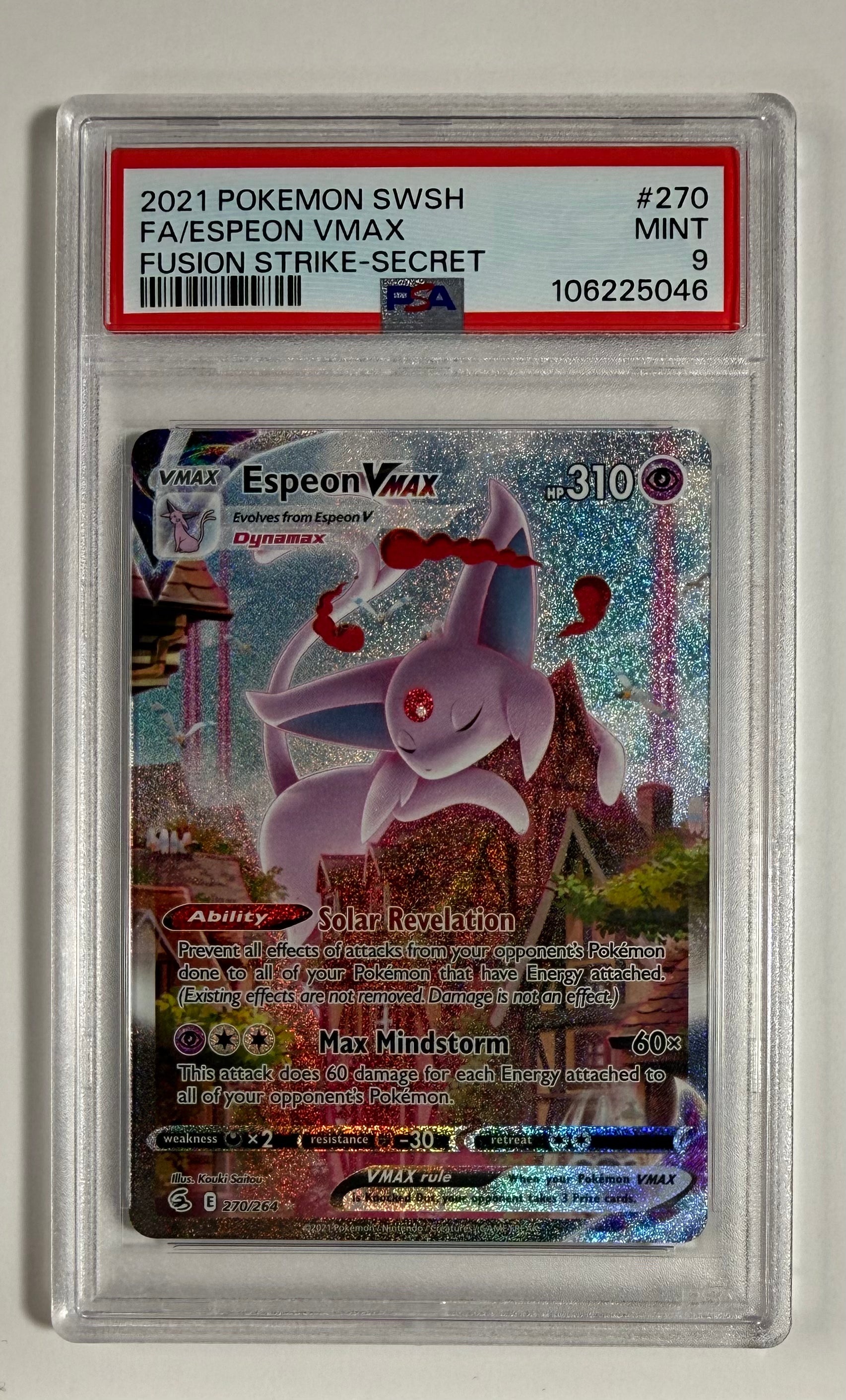 Espeon Vmax PSA 9 Fusion Strike Alt Art Pokemon Card 270/264 Full Art 2021 FA